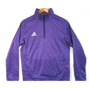 Adidas Pullover Mens Medium Purple Climalite Quarter Zip Sweatshirt Athletic NEW